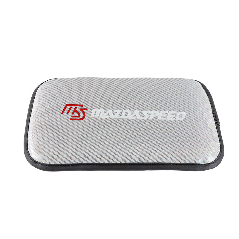 BRAND NEW UNIVERSAL MAZDASPEED CARBON FIBER SILVER Car Center Console Armrest Cushion Mat Pad Cover