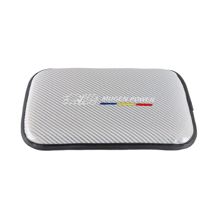 BRAND NEW UNIVERSAL MUGEN CARBON FIBER SILVER Car Center Console Armrest Cushion Mat Pad Cover