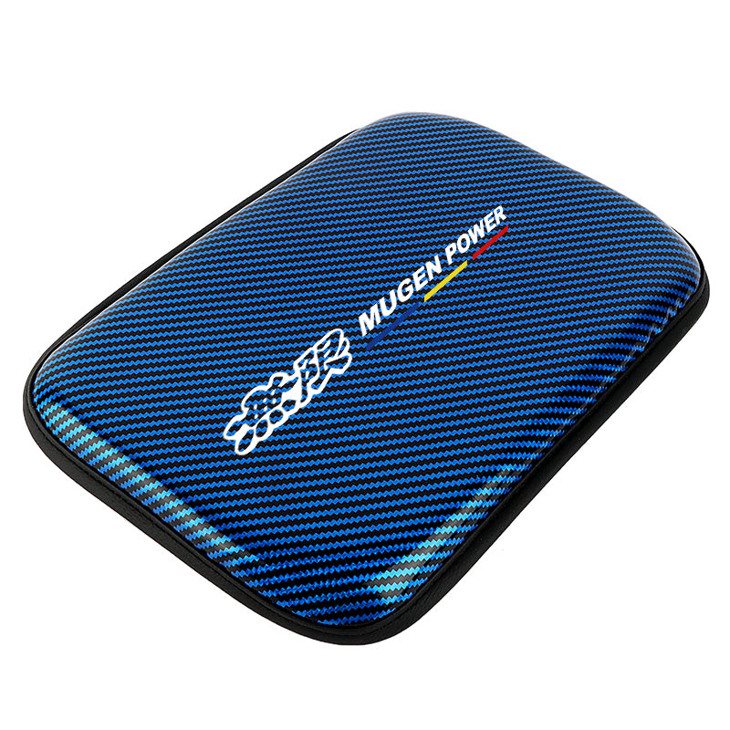 BRAND NEW UNIVERSAL MUGEN CARBON FIBER BLUE Car Center Console Armrest Cushion Mat Pad Cover