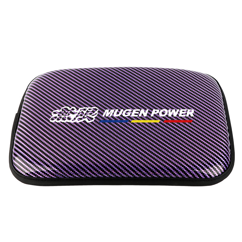 BRAND NEW UNIVERSAL MUGEN CARBON FIBER PURPLE Car Center Console Armrest Cushion Mat Pad Cover