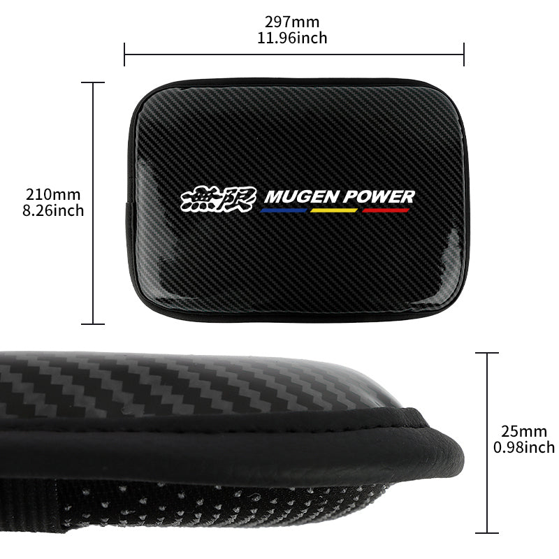 BRAND NEW UNIVERSAL MUGEN CARBON FIBER BLACK Car Center Console Armrest Cushion Mat Pad Cover