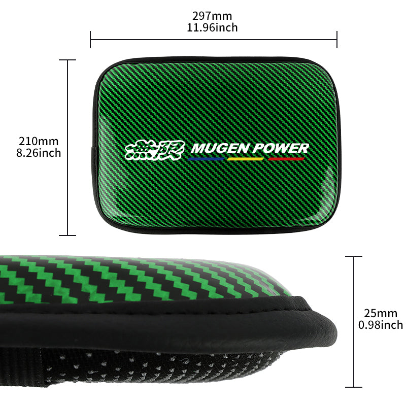 BRAND NEW UNIVERSAL MUGEN CARBON FIBER GREEN Car Center Console Armrest Cushion Mat Pad Cover