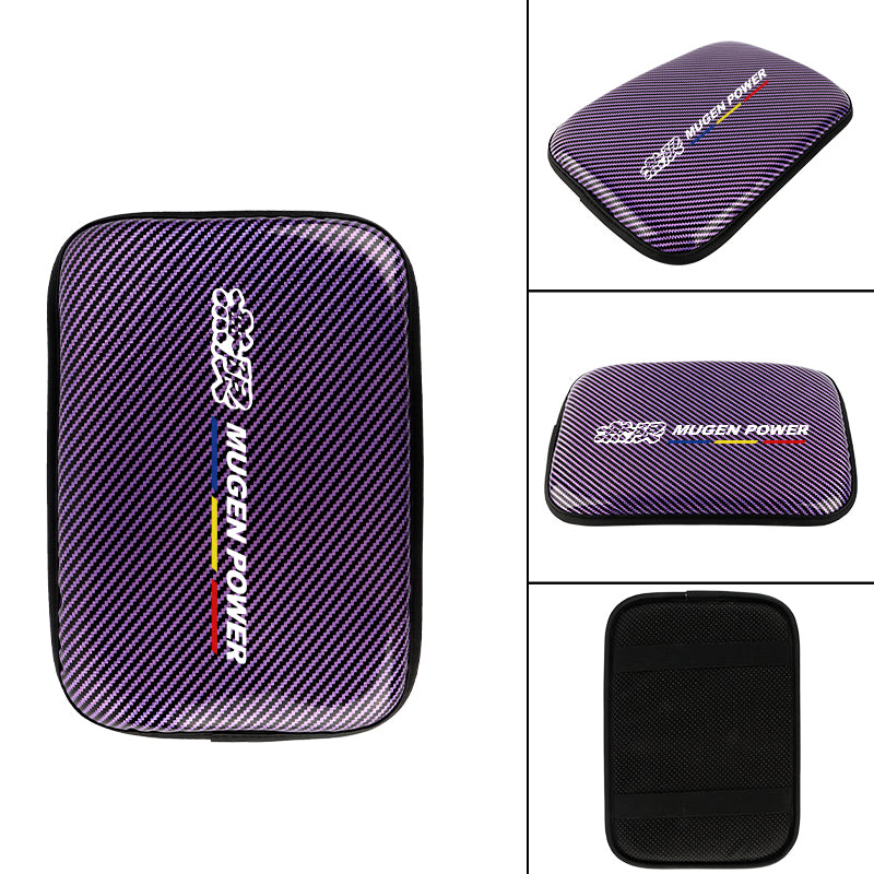 BRAND NEW UNIVERSAL MUGEN CARBON FIBER PURPLE Car Center Console Armrest Cushion Mat Pad Cover