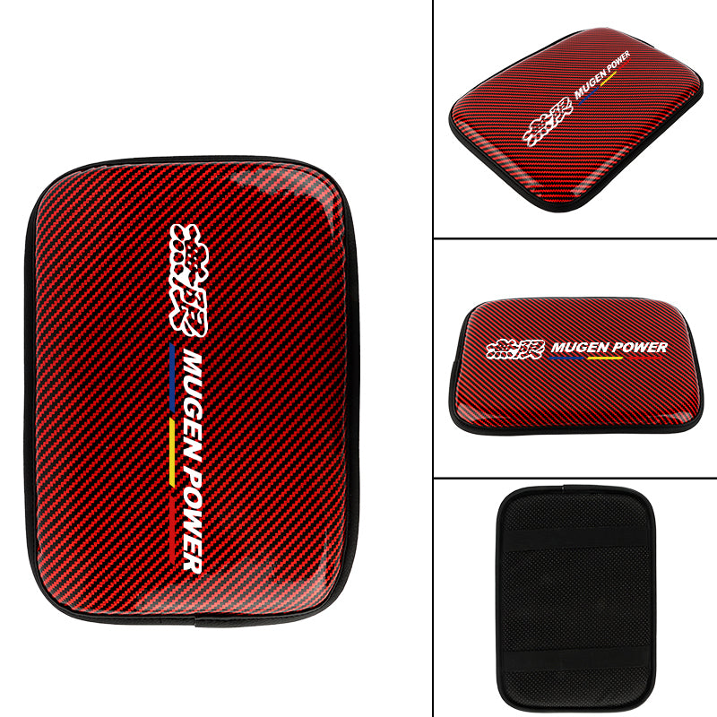 BRAND NEW UNIVERSAL MUGEN CARBON FIBER RED Car Center Console Armrest Cushion Mat Pad Cover
