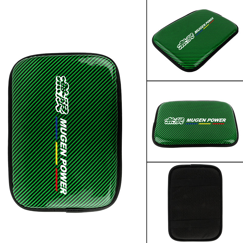 BRAND NEW UNIVERSAL MUGEN CARBON FIBER GREEN Car Center Console Armrest Cushion Mat Pad Cover