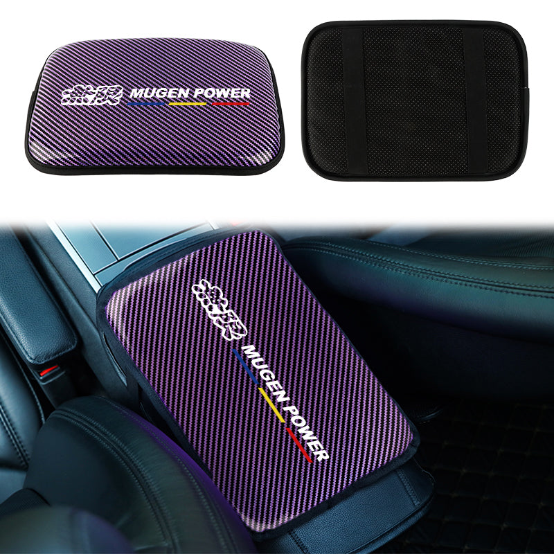 BRAND NEW UNIVERSAL MUGEN CARBON FIBER PURPLE Car Center Console Armrest Cushion Mat Pad Cover