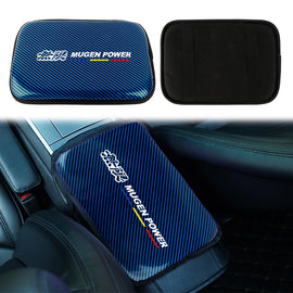 BRAND NEW UNIVERSAL MUGEN CARBON FIBER BLUE Car Center Console Armrest Cushion Mat Pad Cover