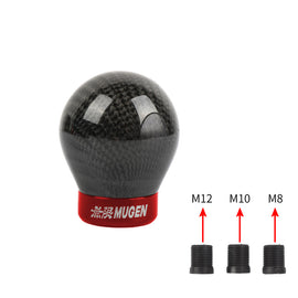 Brand New Mugen Universal Real Carbon Fiber Round Ball Manual Car Racing Gear Shift Knob Shifter M12 M10 M8