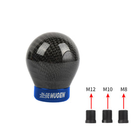 Brand New Mugen Universal Real Carbon Fiber Round Ball Manual Car Racing Gear Shift Knob Shifter M12 M10 M8