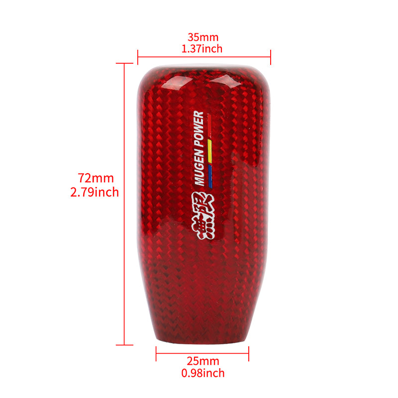 Brand New Universal V5 Mugen Red Real Carbon Fiber Car Gear Stick Shift Knob For MT Manual M12 M10 M8