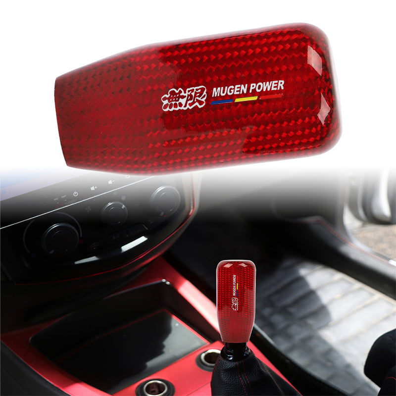 Brand New Universal V5 Mugen Red Real Carbon Fiber Car Gear Stick Shift Knob For MT Manual M12 M10 M8