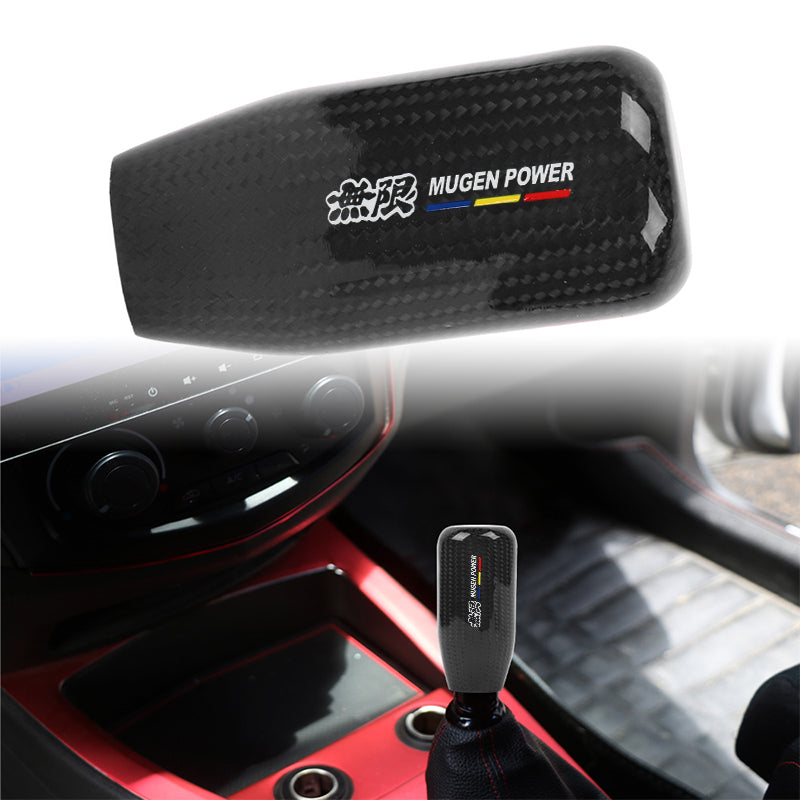 Brand New Universal V5 Mugen Black Real Carbon Fiber Car Gear Stick Shift Knob For MT Manual M12 M10 M8