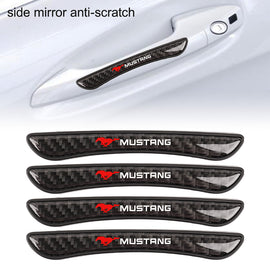 Brand New 4PCS Mustang Real Carbon Fiber Anti Scratch Badge Car Door Handle Cover Trim