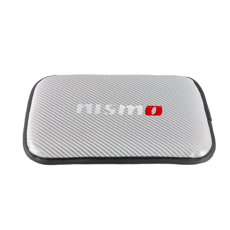 BRAND NEW UNIVERSAL NISMO CARBON FIBER SILVER Car Center Console Armrest Cushion Mat Pad Cover