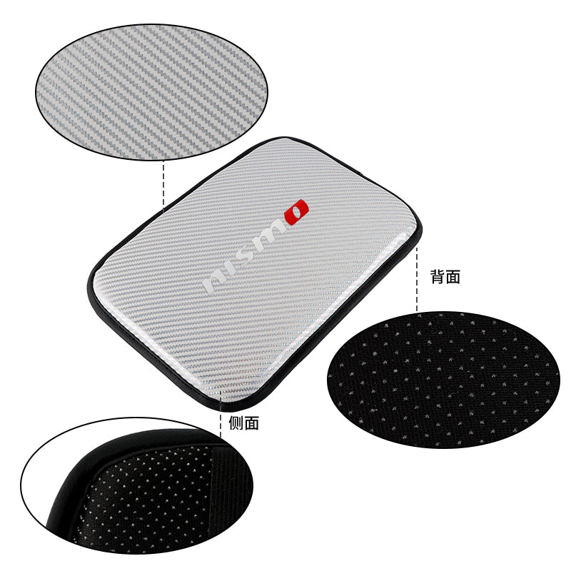 BRAND NEW UNIVERSAL NISMO CARBON FIBER SILVER Car Center Console Armrest Cushion Mat Pad Cover