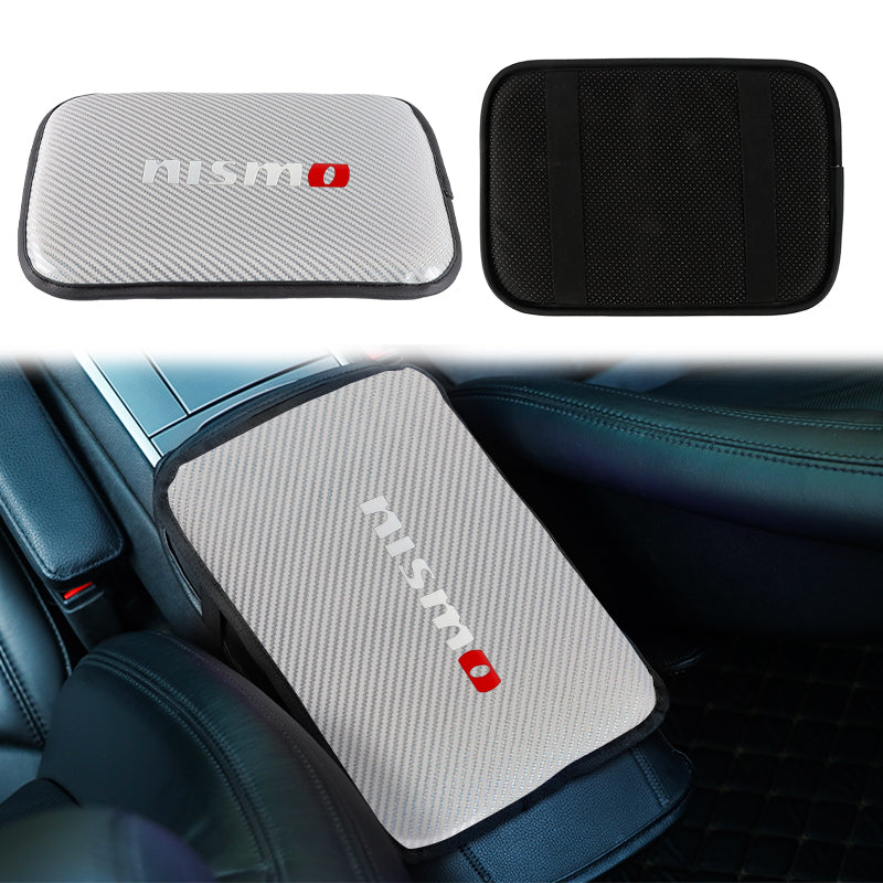 BRAND NEW UNIVERSAL NISMO CARBON FIBER SILVER Car Center Console Armrest Cushion Mat Pad Cover