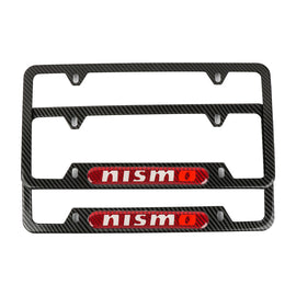 Brand New Universal 2PCS Nismo Carbon Fiber Look Metal License Plate Frame