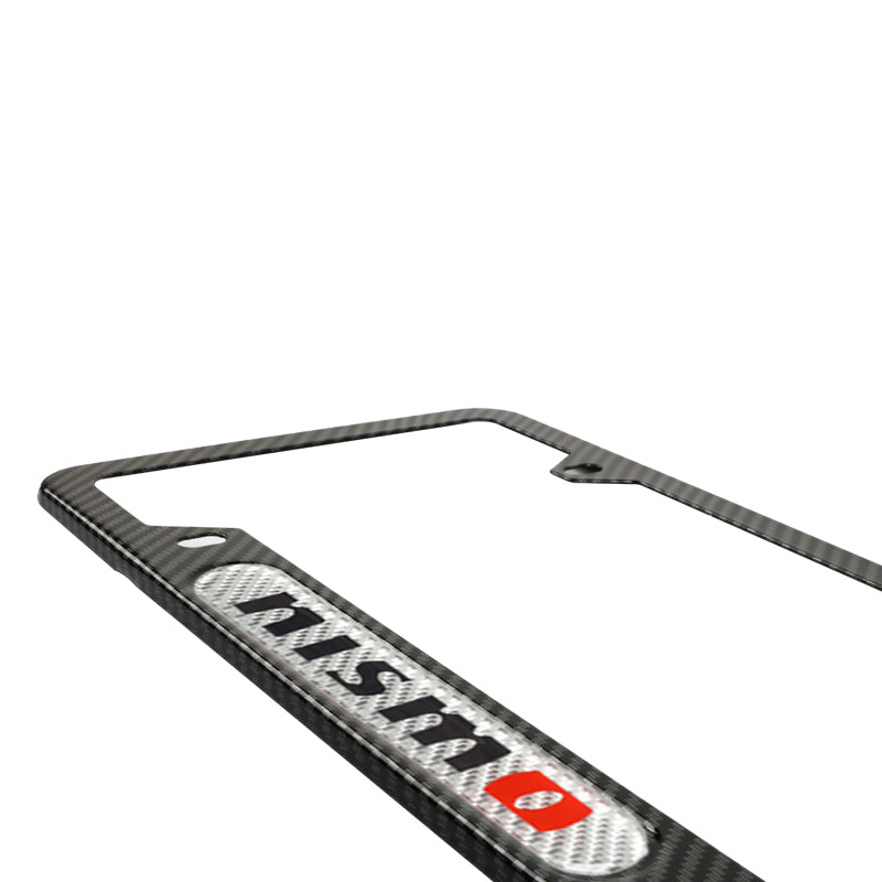 Brand New Universal 2PCS Nismo Carbon Fiber Look Metal License Plate Frame