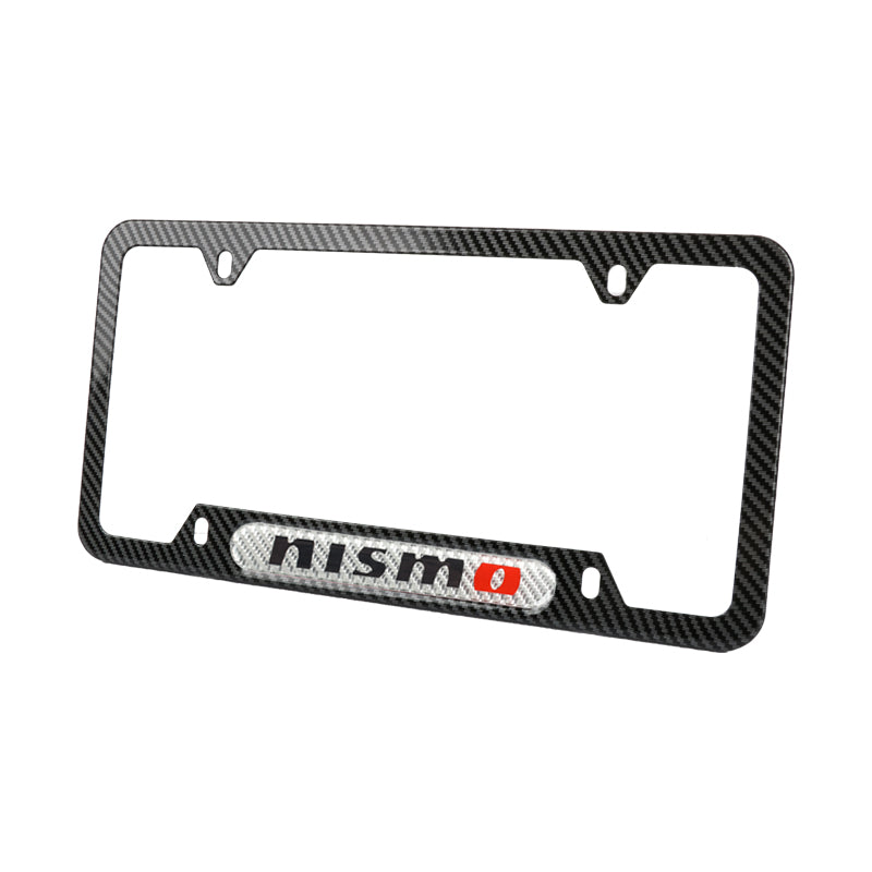 Brand New Universal 2PCS Nismo Carbon Fiber Look Metal License Plate Frame