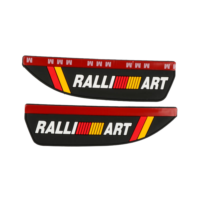 BRAND NEW 2PCS RALLIART Black Rubber Car Rear View Side Mirror Rain Board Eyebrow Guard Sun Visor