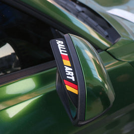 BRAND NEW 2PCS RALLIART Black Rubber Car Rear View Side Mirror Rain Board Eyebrow Guard Sun Visor