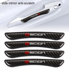Brand New 4PCS Scion Real Carbon Fiber Anti Scratch Badge Car Door Handle Cover Trim