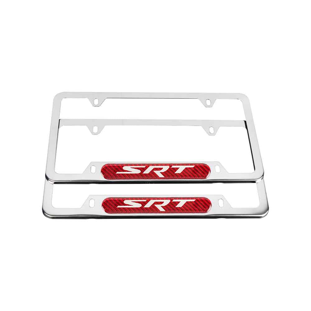 Brand New Universal 2PCS SRT Chrome Metal License Plate Frame