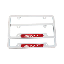 Brand New Universal 2PCS SRT Silver Metal License Plate Frame