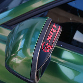 BRAND NEW 2PCS SRT HELLCAT Black Rubber Car Rear View Side Mirror Rain Board Eyebrow Guard Sun Visor