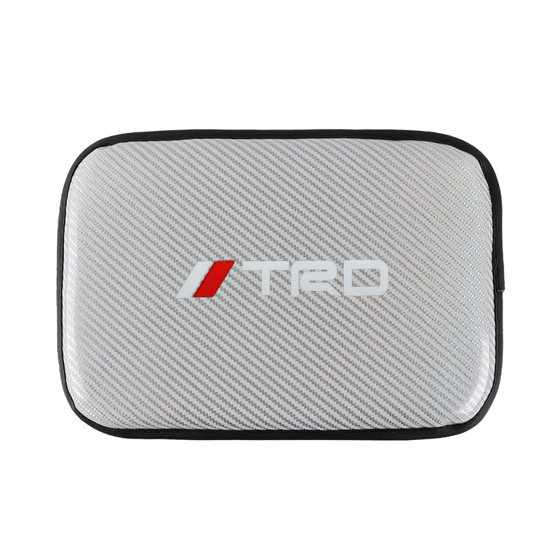 BRAND NEW UNIVERSAL TRD CARBON FIBER SILVER Car Center Console Armrest Cushion Mat Pad Cover