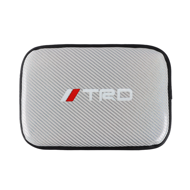 BRAND NEW UNIVERSAL TRD CARBON FIBER SILVER Car Center Console Armrest Cushion Mat Pad Cover
