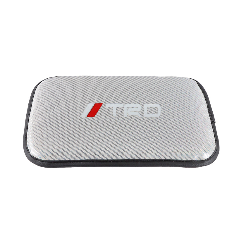 BRAND NEW UNIVERSAL TRD CARBON FIBER SILVER Car Center Console Armrest Cushion Mat Pad Cover