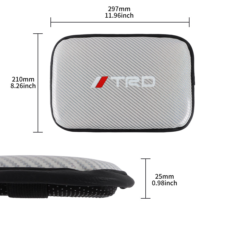 BRAND NEW UNIVERSAL TRD CARBON FIBER SILVER Car Center Console Armrest Cushion Mat Pad Cover