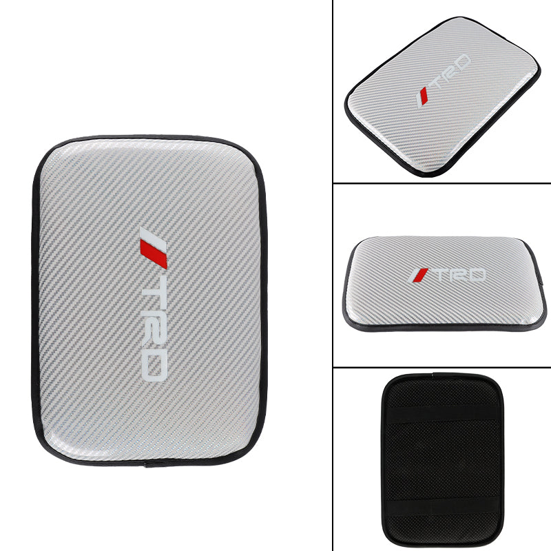 BRAND NEW UNIVERSAL TRD CARBON FIBER SILVER Car Center Console Armrest Cushion Mat Pad Cover