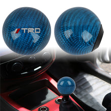 Load image into Gallery viewer, Brand New Universal TRD Car Gear Shift Knob Round Ball Shape Blue Real Carbon Fiber M8 M10 M12