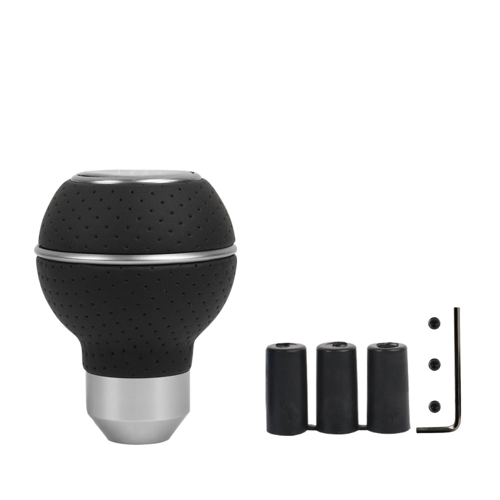 Brand New Universal Leather TRD Silver & Black Ball Manual Car Gear Shift Knob MT Manual Shifter M8 M10 M12