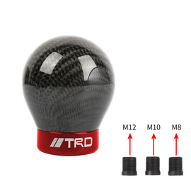Brand New TRD Universal Real Carbon Fiber Round Ball Manual Car Racing Gear Shift Knob Shifter M12 M10 M8