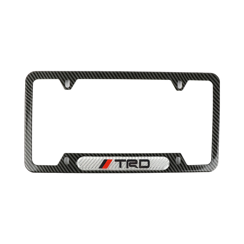 Brand New Universal 1PCS TRD Carbon Fiber Look Metal License Plate Frame