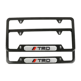 Brand New Universal 2PCS TRD Carbon Fiber Look Metal License Plate Frame