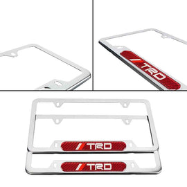 Brand New Universal 2PCS TRD Chrome Metal License Plate Frame