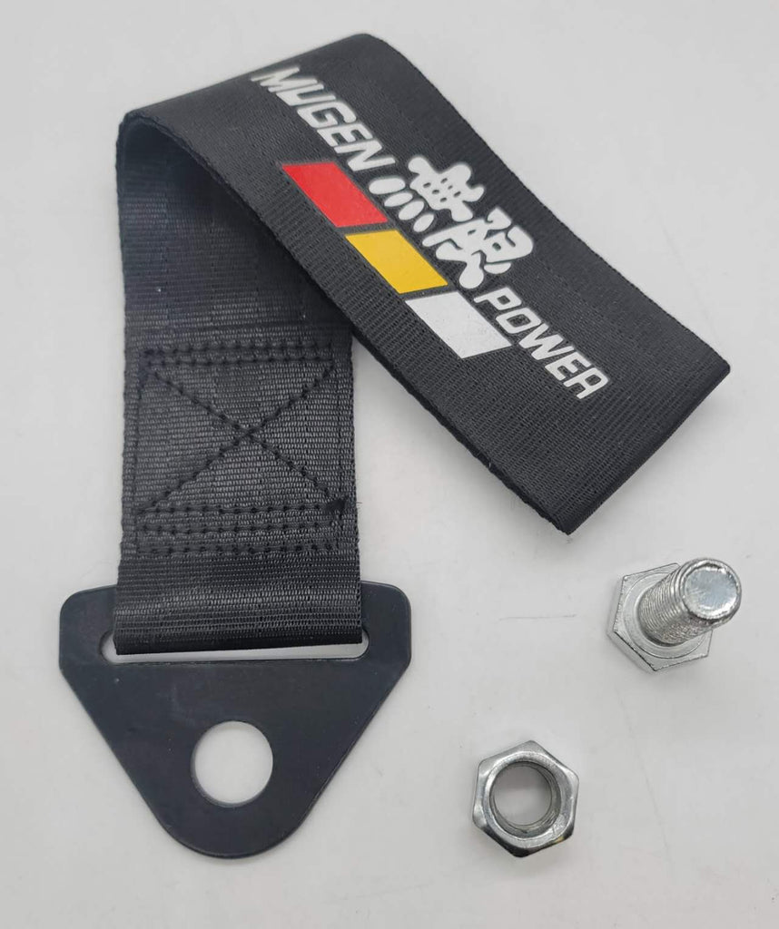 Brand New Mugen Power Race High Strength Black Tow Towing Strap Hook For Front / REAR BUMPER JDM