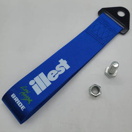 Brand New Illest Bride High Strength Blue Tow Towing Strap Hook For Front / REAR BUMPER JDM