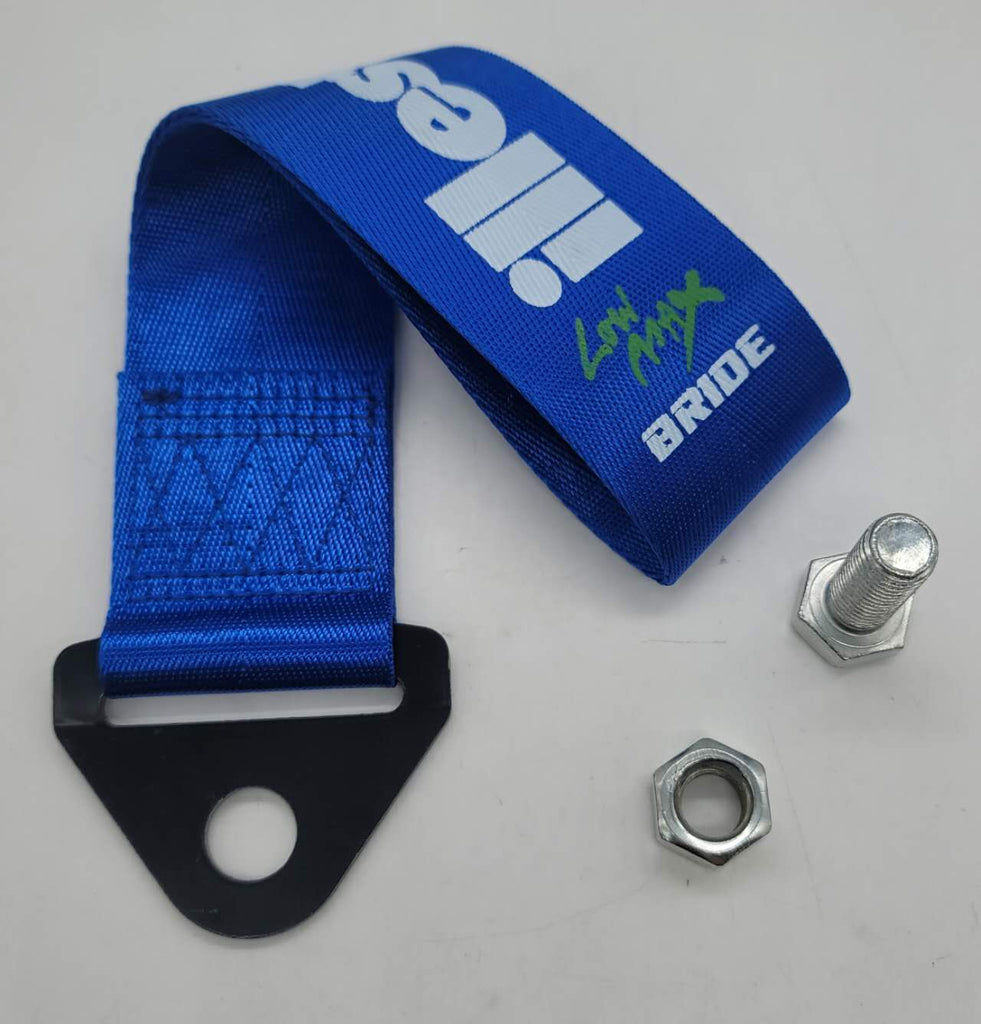 Brand New Illest Bride High Strength Blue Tow Towing Strap Hook For Front / REAR BUMPER JDM