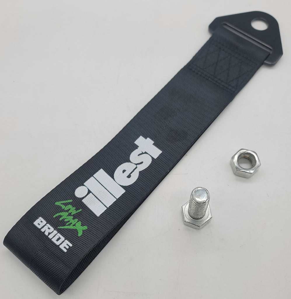 Brand New Illest Bride High Strength Black Tow Towing Strap Hook For Front / REAR BUMPER JDM