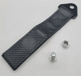 Brand New Carbon Fiber PVC High Strength Black Tow Towing Strap Hook For Front / REAR BUMPER JDM