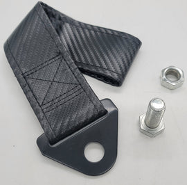 Brand New Carbon Fiber PVC High Strength Black Tow Towing Strap Hook For Front / REAR BUMPER JDM