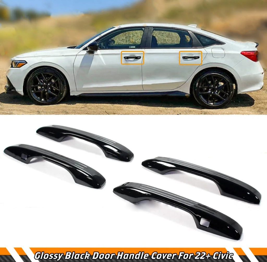 BRAND NEW 4PCS 2022-2023 Honda Civic Gloss Black Door Handle Cover Trim Overlay Cap Kit