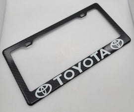Brand New 1PCS TOYOTA 100% Real Carbon Fiber License Plate Frame Tag Cover Original 3K With Free Caps