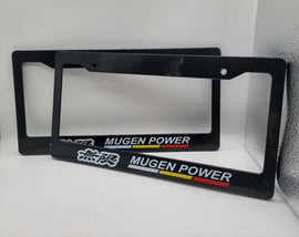 Brand New Universal 2PCS MUGEN POWER ABS Plastic Black License Plate Frame Cover