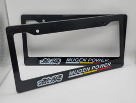 Brand New Universal 2PCS MUGEN POWER ABS Plastic Black License Plate Frame Cover